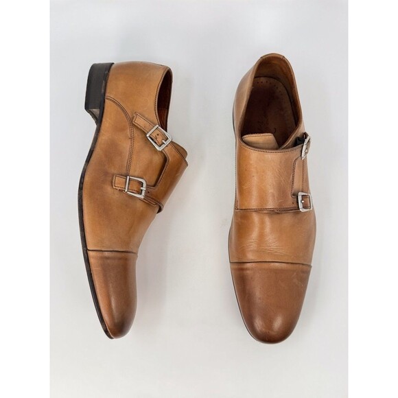 Massimo Matteo Mens Shoes Brown Leather Double Monk Strap Loafer Cap Toe US 12 M - Picture 4 of 12